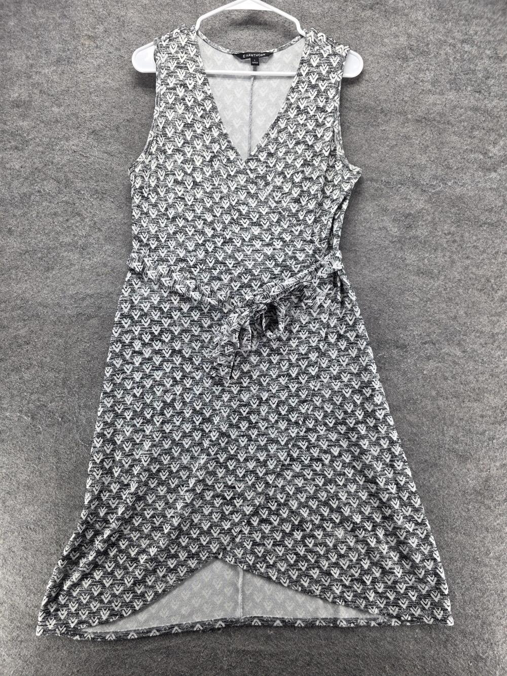 41Hawthorn Dress Womens L Gray Wrap Midi V-Neck Sleeveless Jersey Belted